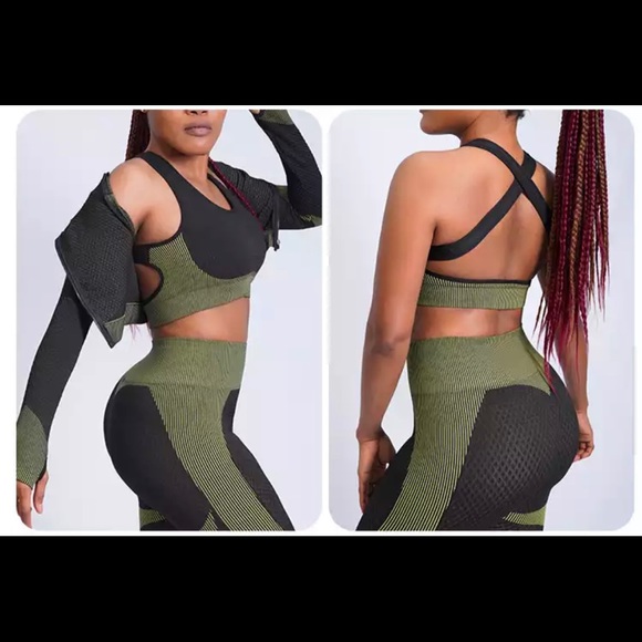 Fitness Three Pieces Workout Sets Long Sleeve Small - Picture 6 of 11